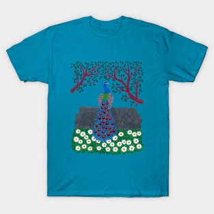The Peacock Charm acrylic design T-Shirt